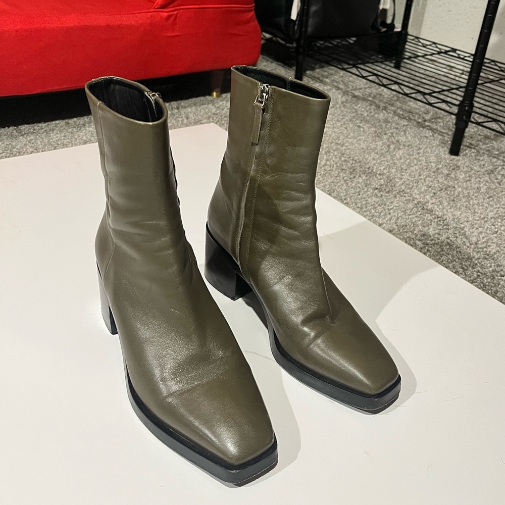 Pierre Hardy Olive Green Square Toe Boots Size 37